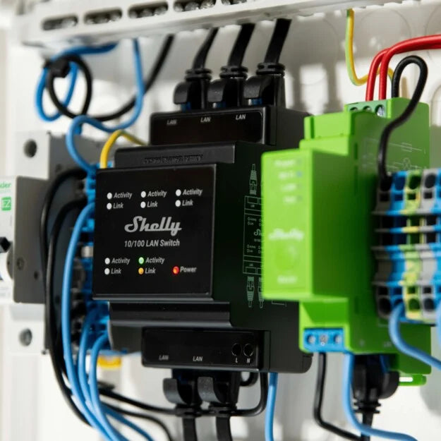 SHELLY LAN Switch Ethernetový přepínač na DIN lištu SHELLY LAN Switch Ethernetový přepínač na DIN lištu